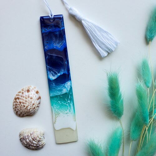Ocean Bookmark Resin Bookmark With Tassel Coastal Bookmark | Etsy