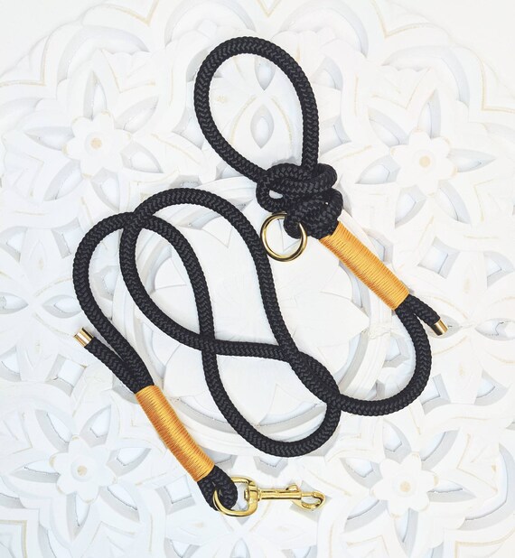 Beautiful Black and Gold Dog Rope Lead Rope Leash Coloured Rope Lead Two Tone Dog Lead Custom Dog Lead matching Rope Leash. Etsy