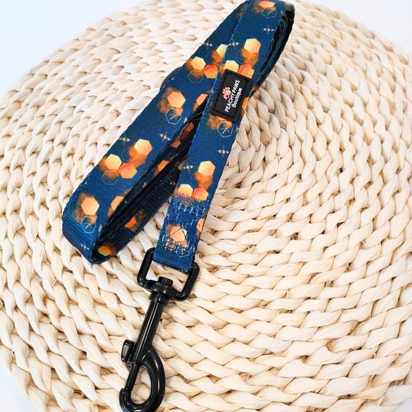 Honey Bee Mine Dog Lead, Dog Lead, Padded Dog Lead, Navy Dog Lead, Gold Dog Lead, Matching Dog Lead, Matching Dog Accessories, Dog Gift