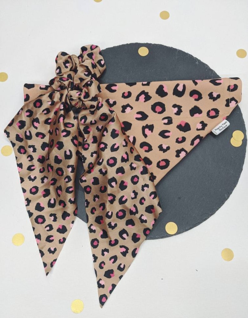 Matching Dog Owner Dog Mom Luxe Leopard Nude Dog Bandana Pink Bandana Matching Dog Owner Leopard Print Dog Mum Dog Bandana Dog Gift