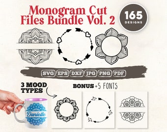 160+ Monogram SVG Cut Files Bundle | High-Quality Floral and Heart Designs | Perfect for Vinyl, Decals T-Shirts | Cricut and Silhouette