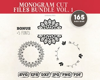 160+ Monogram SVG Cut Files Bundle | High-Quality Floral and Heart Designs | Perfect for Vinyl, Decals T-Shirts | Cricut and Silhouette