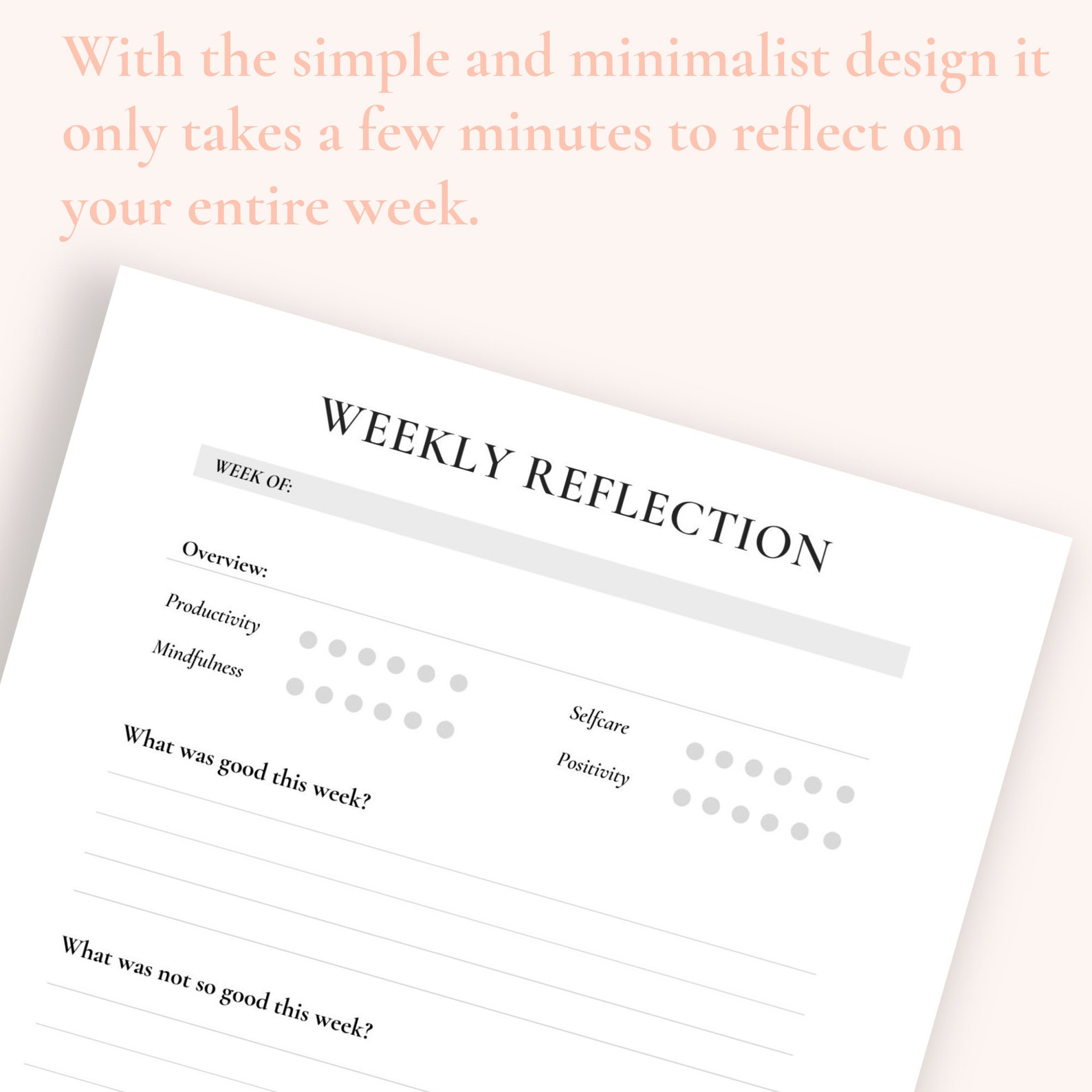 Weekly Reflection Worksheet Printable Planner Pages Life | Etsy