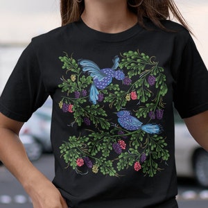 Starling Birds & Berries Tee - Funny Vintage Ukrainian Vyshyvanka Shirt