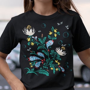 Magic Fish Tee - Funny Fishing Floral Vintage Ukrainian Vyshyvanka Shirt
