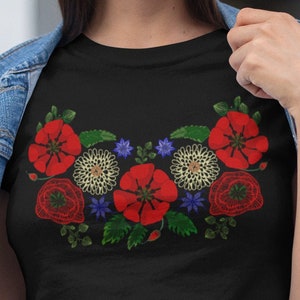 Cute Floral Ukraine Shirt - Vintage Ukrainian Embroidery Vyshyvanka Style Unisex Jersey Short Sleeve Tee