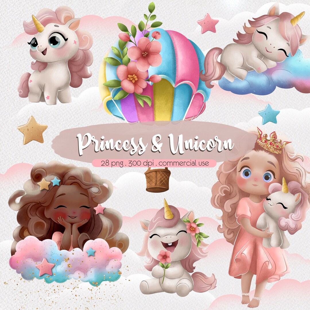Princess Unicorn Clipart, Baby Unicorn PNG, Rainbow Unicorn, Cute ...