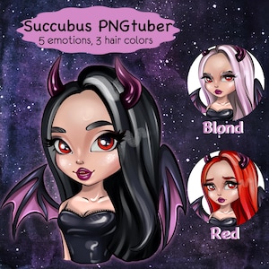 Succubus Vtuber Model Pngtuber Red Demon Girl Vtuber Assets Premade Vtuber Model 2d PNGtuber Female