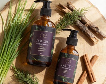 Nurture Body Oil | Vetiver, Cedarwood, with a touch of Cinnamon Organic Massage Oil