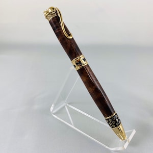 Cat Lover’s Twist Pen in 24 kt gold and Walnut Burl Wood