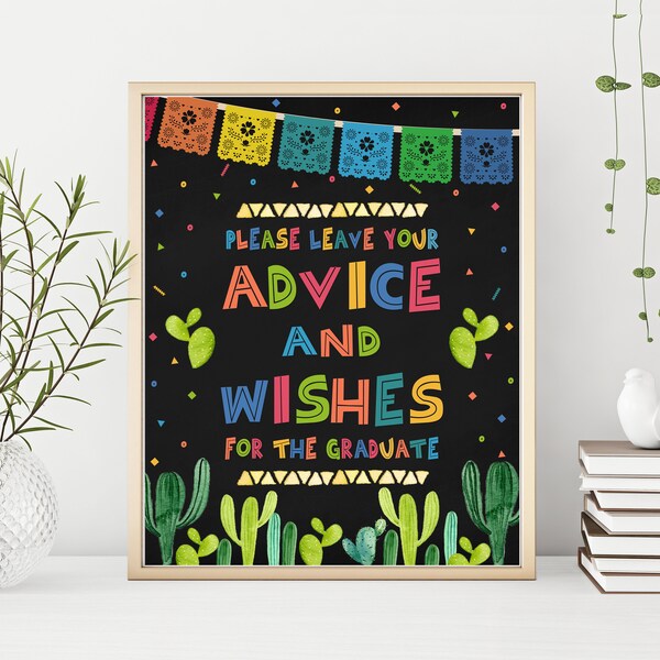 Graduation Sign Advice and Wishes for the Graduate Sign Graduation Sign Graduation Fiesta Sign PRINTABLE Sign Instant Download FM6