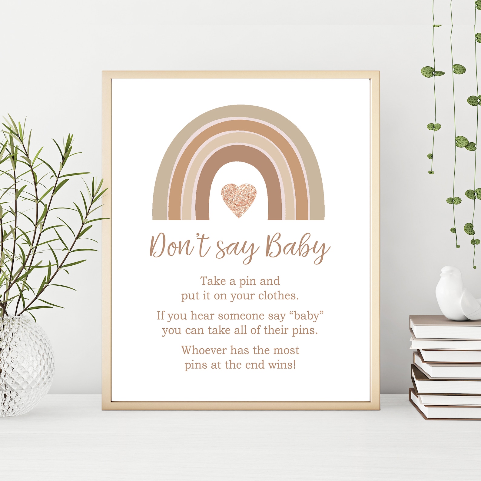 Don't Say Baby Sign Rainbow Baby Shower Printable Baby - Etsy