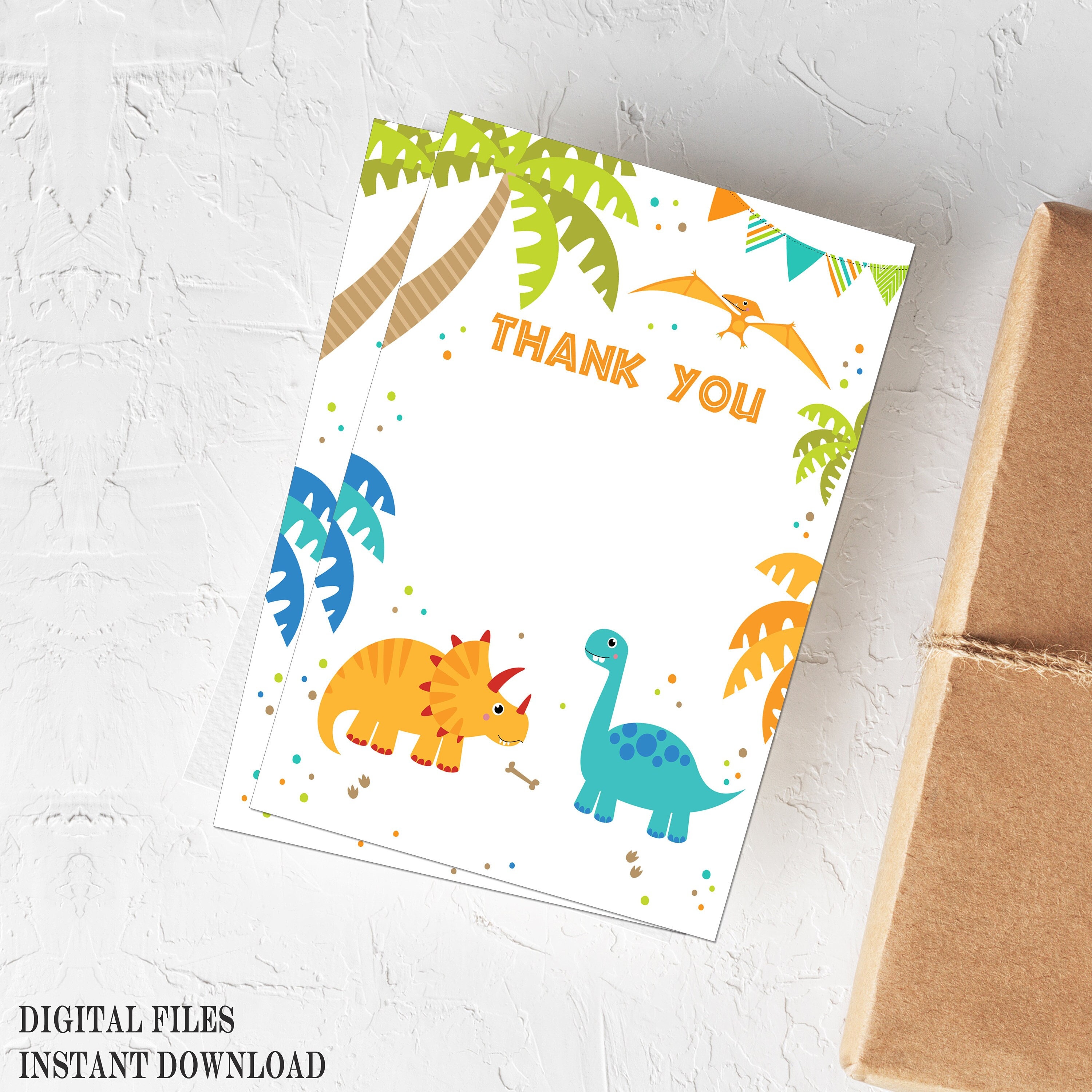 手書きサンキューカード サンクスカード 40枚 カラフルな恐竜