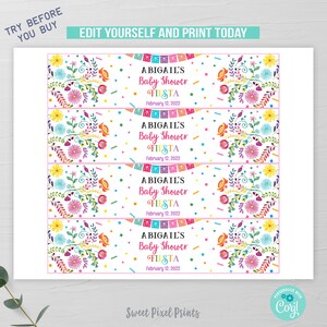 Fiesta Water Bottle Labels, EDITABLE Fiesta Baby Shower Bottle Label ...