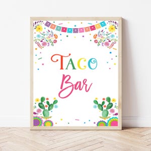 Taco Bar Signs, Fiesta Baby Shower Table Sign, Printable Baby Shower Activities, Mexican Theme Baby Shower Printables, FS1