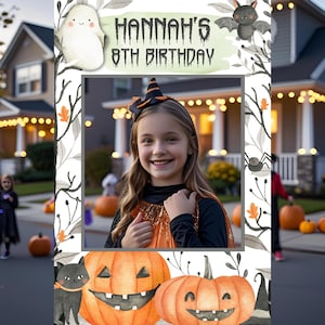 Halloween Photo Booth Prop, Halloween selfie frame photo prop, Black and Orange photo frame, PRINTABLE DIGITAL Personalized, HWS