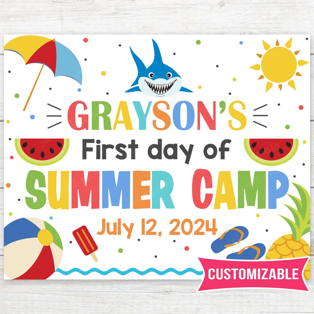 First Day of Summer Camp First Day of Kids Camp Sign First Day of