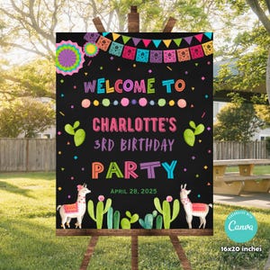 Editable Fiesta Welcome Sign, Mexican Birthday Party Welcome Sign, Colorful Printable Fiesta Decoration, Canva Template, Download FM4