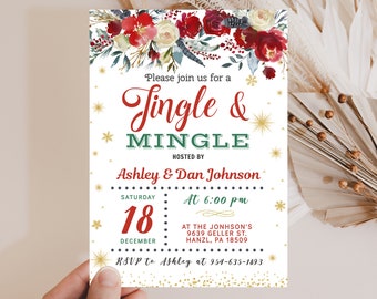 EDITABLE Christmas Party Invitation Jingle and Mingle - Etsy