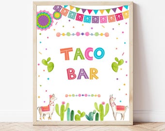 Fiesta Taco Bar Sign | Printable Mexican Theme Decor | Baby Shower, Bridal Shower & Birthday | FM3
