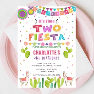 Fiesta Birthday Invitation, EDITABLE Girl 2nd birthday invite, Time Two Fiesta Template, Mexican themeTWO Birthday Instant download, FM3