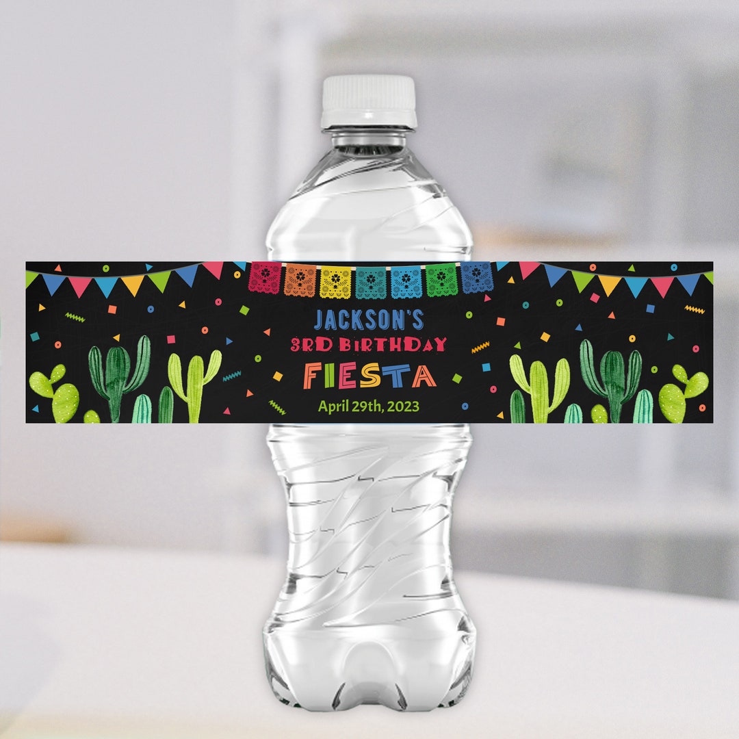 Fiesta Water Bottle Labels, EDITABLE Fiesta Birthday Bottle Label