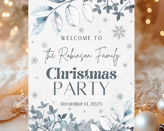 Christmas Party Welcome Sign, Editable Holiday Decor, Winter Printable, WG2
