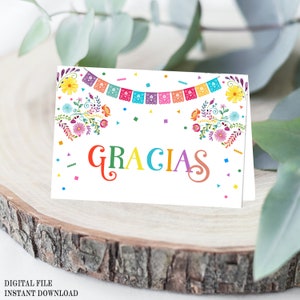 Gracias Bedankkaart, Mexicaanse Bedankkaarten, Fiesta Baby Shower Bedankkaarten, Baby Shower Printable Bedankkaarten, FS1