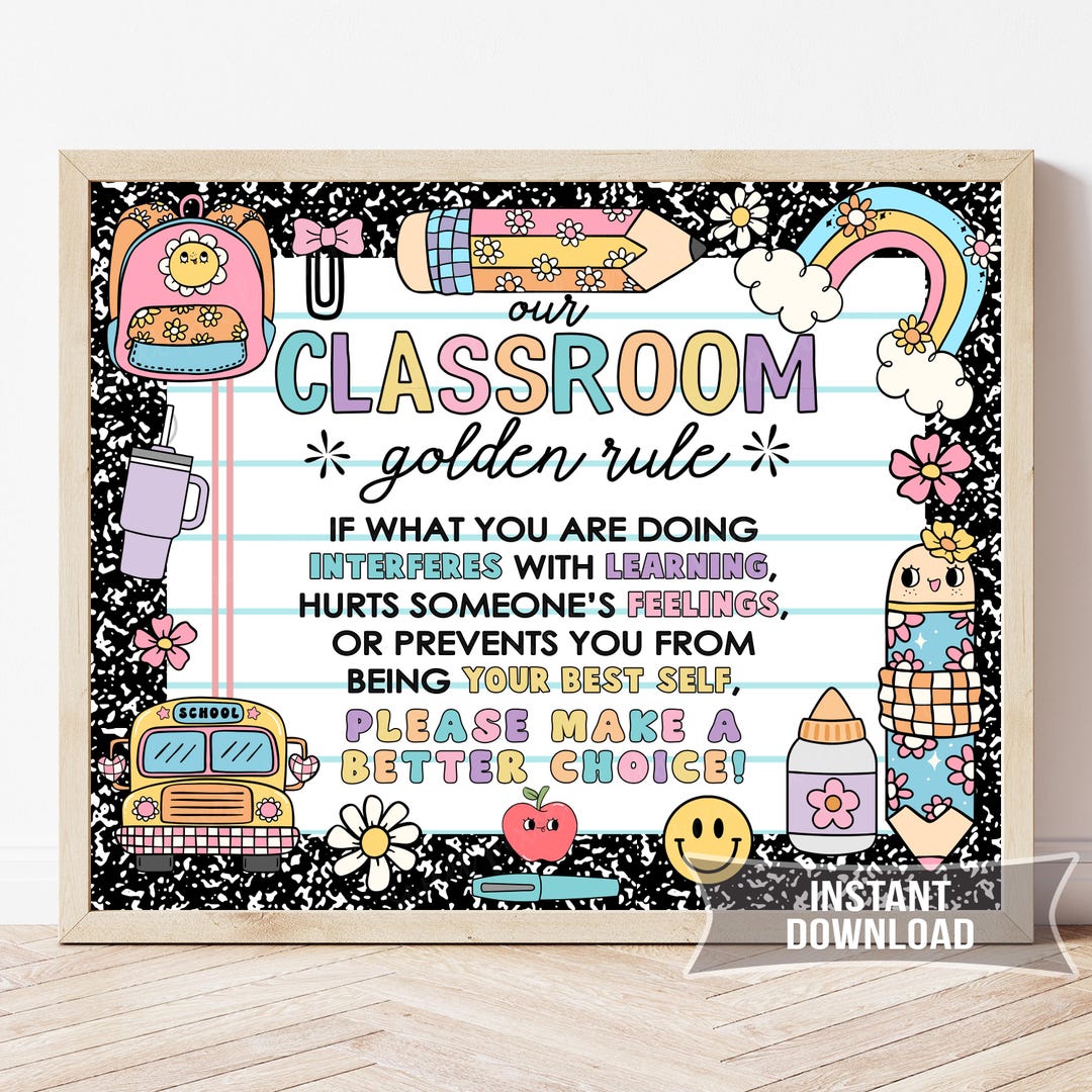 Classroom Golden Rules Sign | Teacher Wall Art | Our Class Decor ...