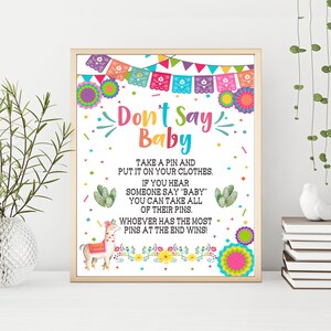 Don't Say Baby Zeichen | Fiesta Baby Party Druckbare Spiele | Mexikanisches Thema Spaß | FM1