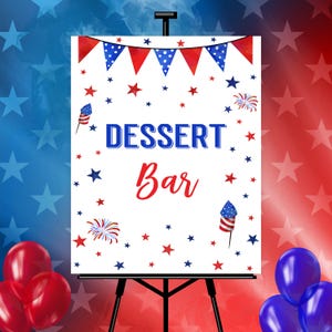 4th of July Dessert Bar Sign, Printable Birthday, Baby Shower or Any Event Decor, 4 Sizes, American Sweets Station, Instant Download, U4J