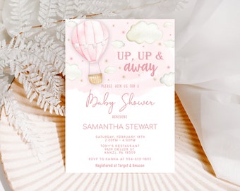 Hot Air Balloon Baby Shower invitation EDITABLE Hot Air Balloon Baby Shower Invitation, Up, up and away PRINTABLE Instant Download, PH1