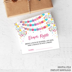 Fiesta luierloterijtickets, luierloterij insteekkaarten, Mexicaanse luierloterij, afdrukbare babyshowergames, INSTANT DOWNLOAD, FS1