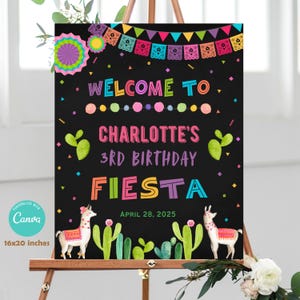 Editable Fiesta Welcome Sign, Mexican Birthday Party Welcome Sign, Colorful Printable Fiesta Decoration, Canva Template, Download FM4