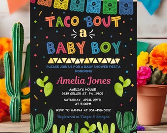 Fiesta Baby Shower Invitation | Editable Taco 'Bout a Baby Printable Invite | FM6