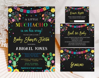 Fiesta Baby Shower Invitation, EDITABLE Baby Shower Invitation Bundle, Book for Baby, Diaper Raffle, Thank you Card, Printable Invite, FS2