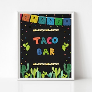 Signe de Fiesta Taco Bar, douche de bébé Fiesta, signe d&#39;anniversaire imprimable, signe imprimable de douche nuptiale de thème mexicain, TÉLÉCHARGEMENT INSTANTANÉ, FM6