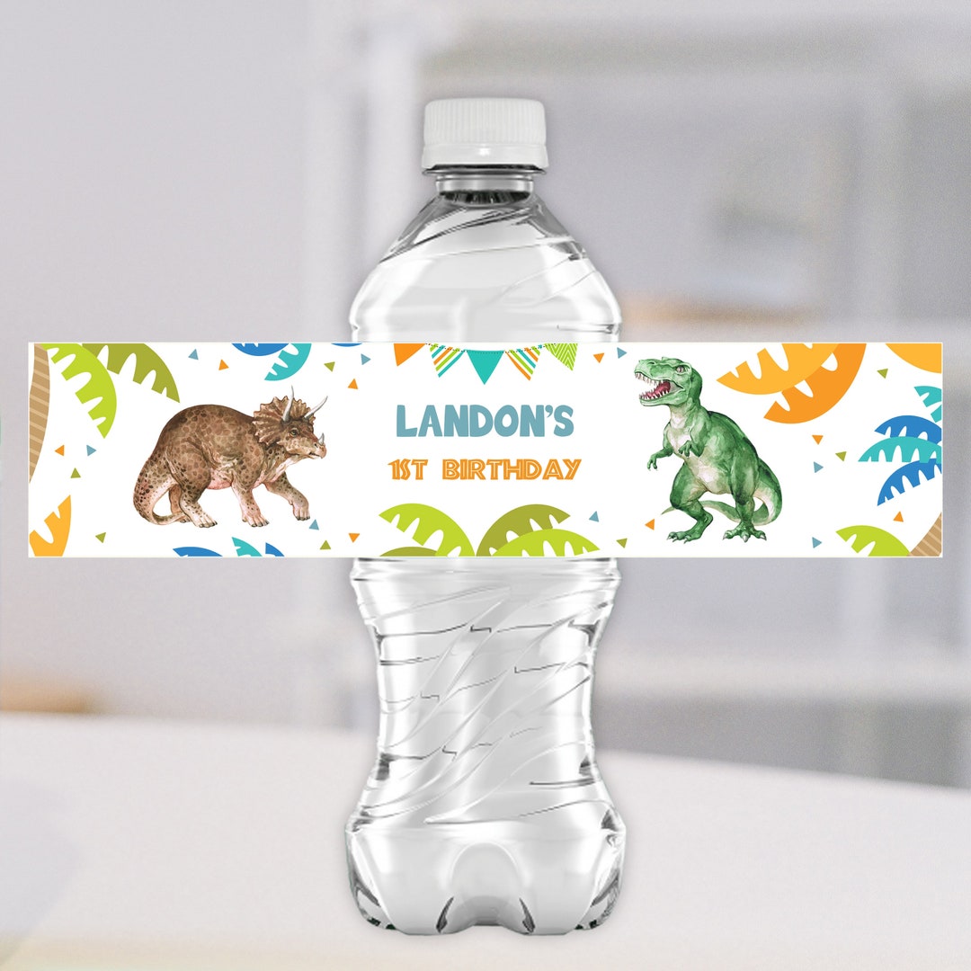 Dinosaur Water Bottle Labels, EDITABLE Dinosaur Birthday Bottle Label ...