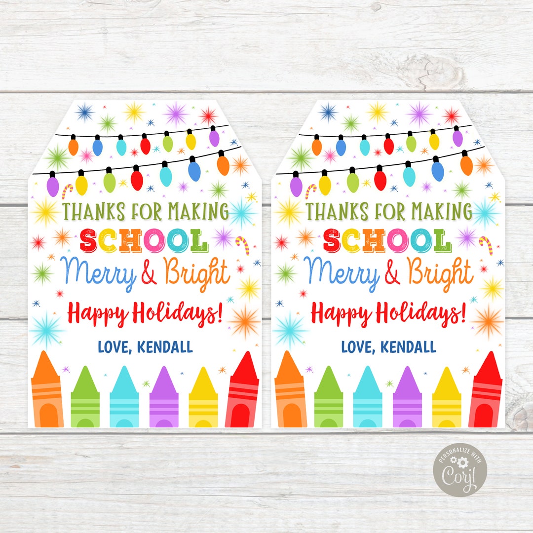 Thanks for Making School Merry and Bright Tag EDITABLE - Etsy