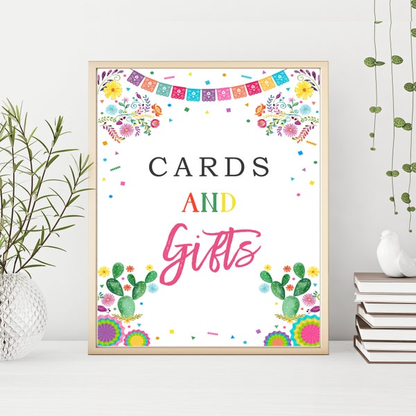 Cards and Gifts sign, Fiesta baby shower, Printable baby shower games, Mexican theme Baby shower printable games, FS1