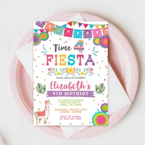 Fiesta Birthday Invitation, EDITABLE Fiesta 4th birthday invitation, Time Four Fiesta editable invite, 4th Birthday Fiesta PRINTABLE, FM1