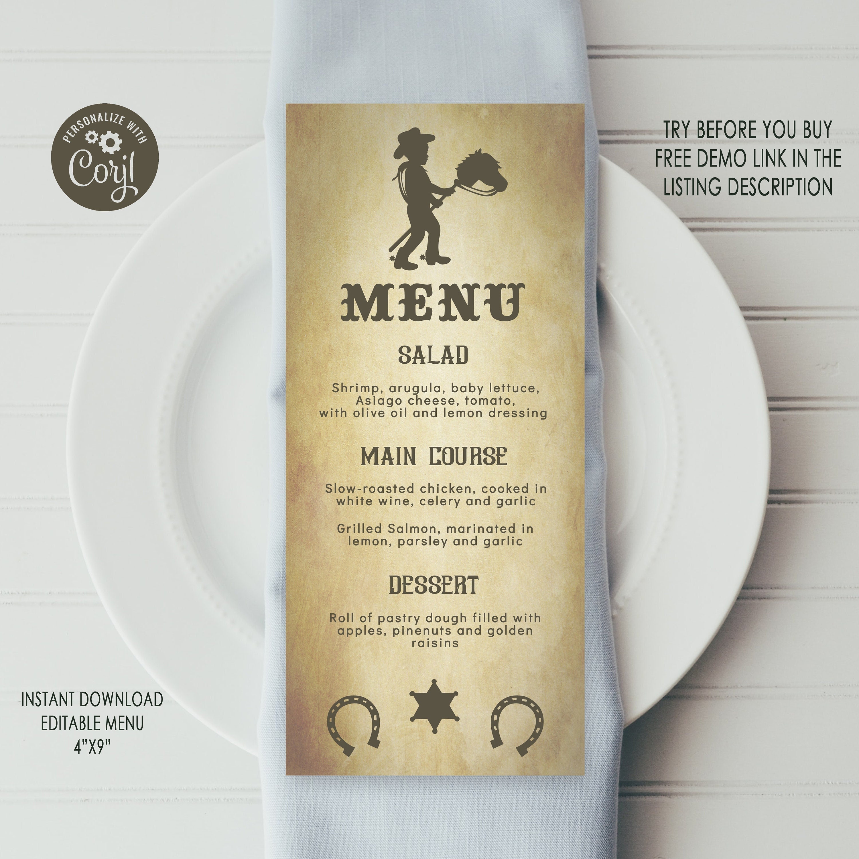 Cowboy Menu Template EDITABLE Menu Western Printable Menu Etsy Australia