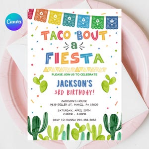 Taco 'Bout a Party-uitnodiging, BEWERKBARE Mexicaanse verjaardagsuitnodiging, Taco Bout a Fiesta, afdrukbare digitale uitnodiging, INSTANT DOWNLOAD FM5