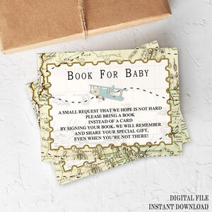 Reisen Buchwunschkarte, reisende Babyparty, Buchwunschkarte, bringen ein Buch, Abenteuerbuch für Baby druckbare Karten, TB2