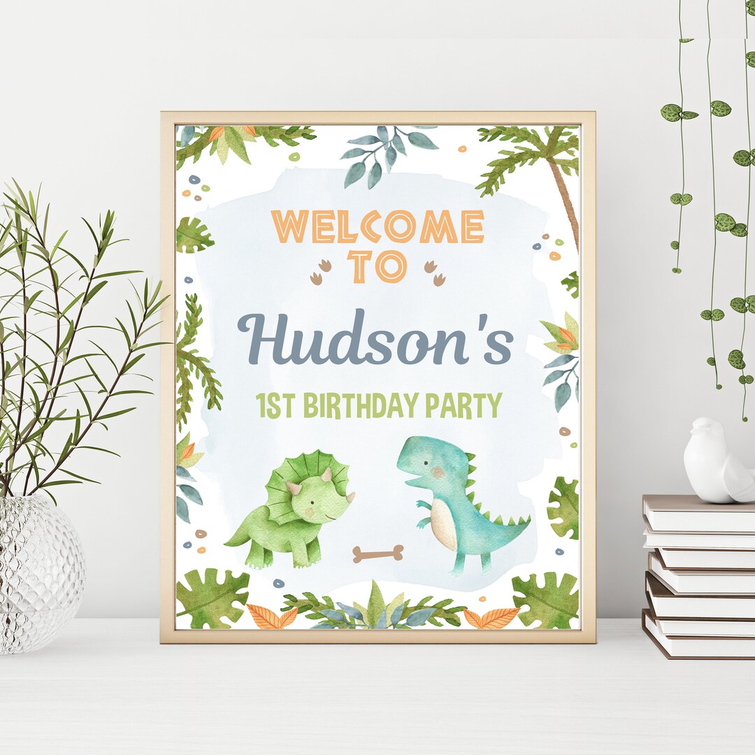 Dinosaur Welcome Sign EDITABLE Birthday Welcome Sign - Etsy