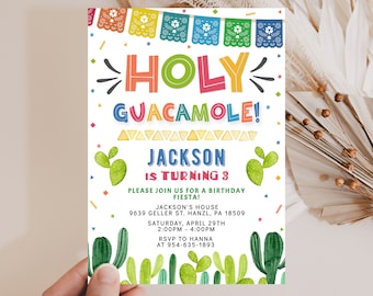 Holy Guacamole Birthday Invitation, EDITABLE Fiesta birthday invitation, Holy Guacamole Printable Mexican invitation, INSTANT DOWNLOAD, FM5