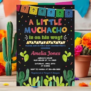 A Little Muchacho Baby Shower Invitation | Editable Fiesta Printable Invite | FM6