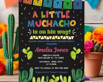 A Little Muchacho Baby Shower Invitation | Editable Fiesta Printable Invite | FM6