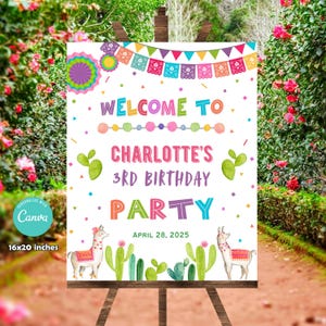 Editable Fiesta Welcome Sign, Mexican Birthday Party Welcome Sign, Colorful Printable Fiesta Decoration, Canva Template, Download FM3
