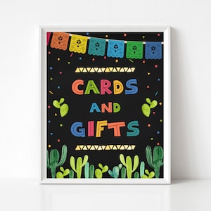 Fiesta Cards and Gifts Sign, Fiesta babyshower, Afdrukbaar verjaardagsteken, Mexicaans thema Bruidsdouche afdrukbaar teken, INSTANT DOWNLOAD, FM6
